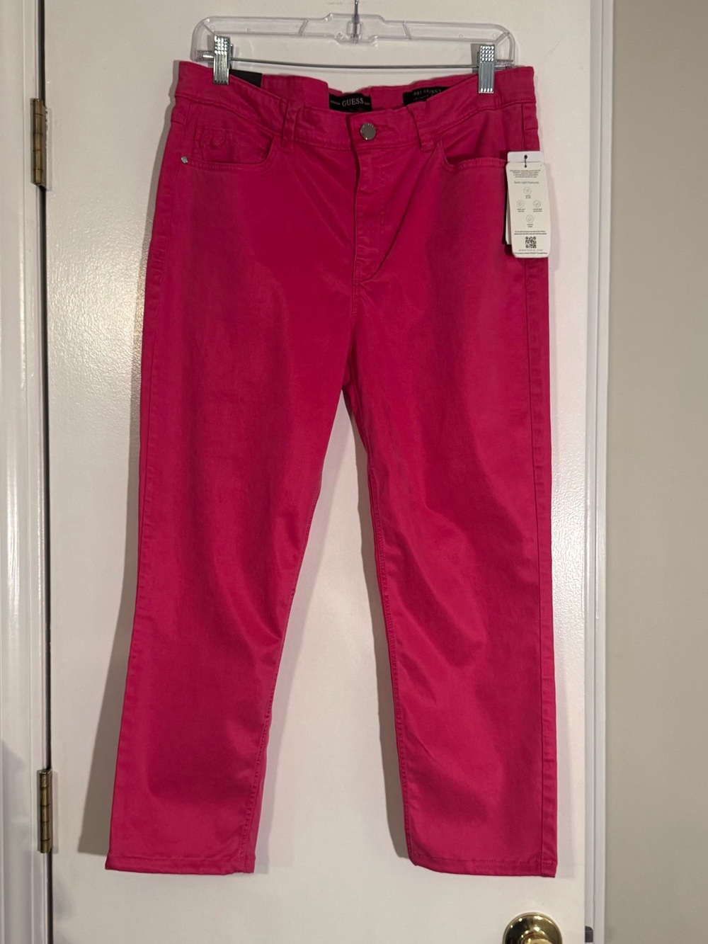Macy's Bright Pink Cropped Guess Jeans comfortable fun color show stopper